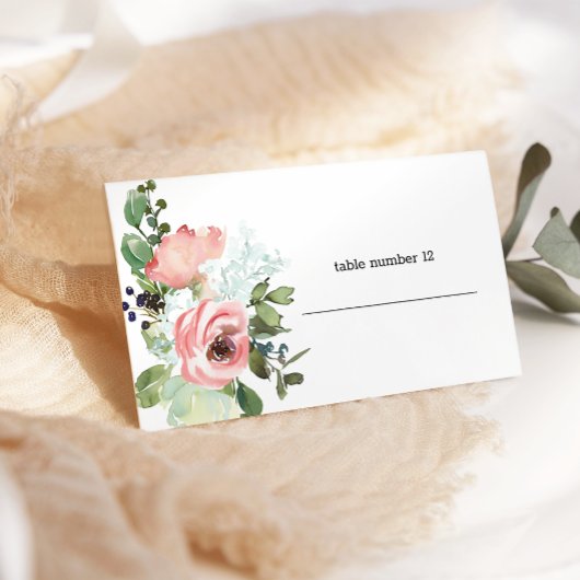 De Placement Carte d'escorte Mariage floral Eggshell et Blush