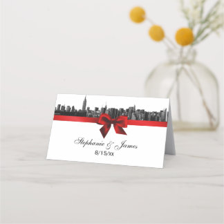 De Placement Carte d'escorte Mariage rouge NYC large Skyline Et