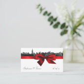 De Placement Carte d'escorte rouge foncé NYC large Skyline Etch (Debout devant)