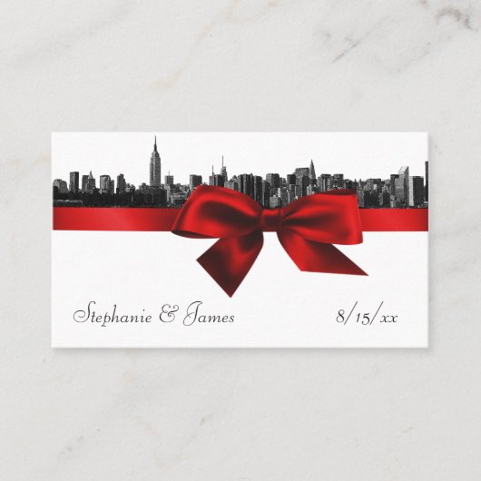 De Placement Carte d'escorte rouge foncé NYC large Skyline Etch (Devant)