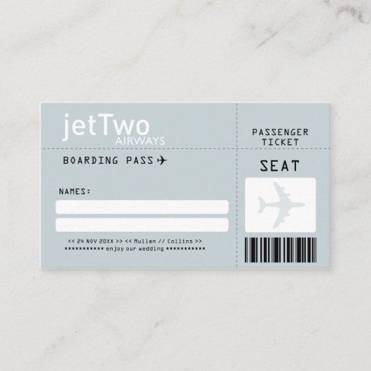 De Placement Carte d'escorte Silver Grey Boarding Pass (Devant)