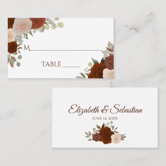 De Placement Carte d'évaluation d'écriture Mariage Rose orange  (Devant / Derrière)