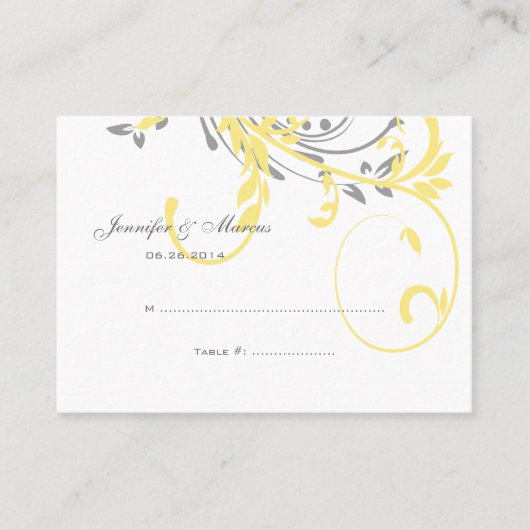 De Placement Carte double florale jaune et gris (Devant)