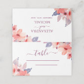 De Placement Carte Floral Place Mariage d'aquarelle Bourgogne (Extérieur déplié)