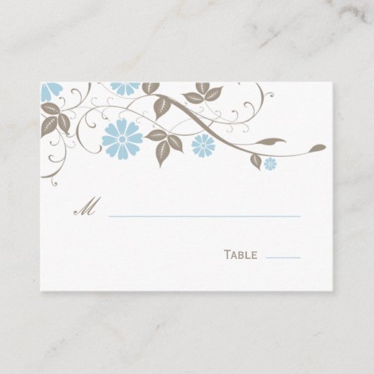 De Placement Carte Florale moderne - Aqua Blue (Devant)