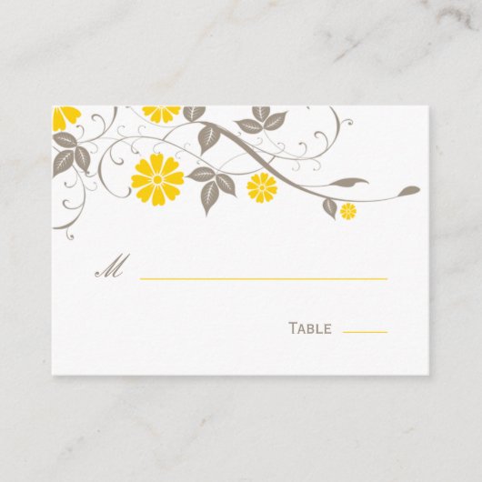 De Placement Carte Florale moderne - moutarde (Devant)