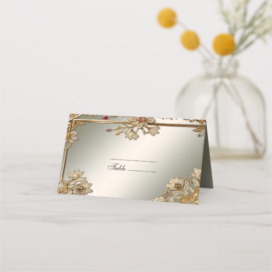 De Placement Carte Gold Ornate Floral Frame Place (Devant)