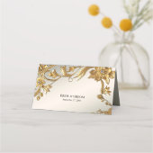 De Placement Carte Golden Wavy Feuille Floral Place (Dos)