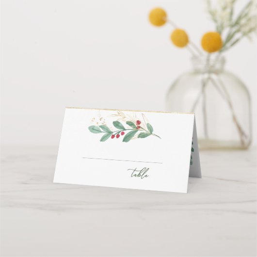 De Placement Carte Green Foliage Red Berry Place (Devant)