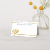De Placement Carte Hanoukka Place Happy Blue & Gold Motif (Devant)