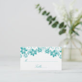 De Placement Carte Mariage Aqua Simple Floral (Debout devant)
