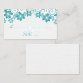 De Placement Carte Mariage Aqua Simple Floral (Devant / Derrière)