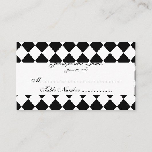 De Placement Carte Mariage Arlequin noir et blanc (Devant)