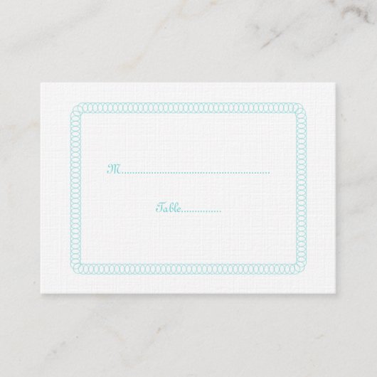 De Placement Carte Mariage arrondie Aqua Encerclée (Devant)