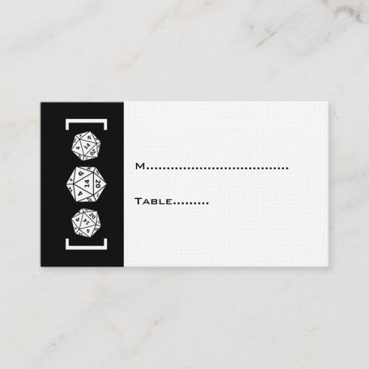 De Placement Carte Mariage Black D20 Dice Gamer (Devant)
