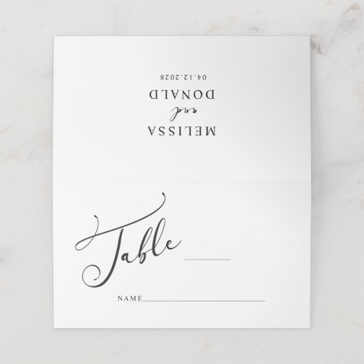 De Placement Carte Mariage Black Modern Script Simple (Extérieur déplié)