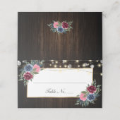 De Placement Carte Mariage bleu marine Bourgogne rose (Extérieur déplié)