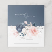 De Placement Carte Mariage bleu marine et rose vif (Extérieur déplié)