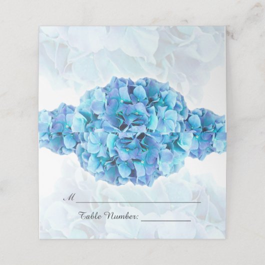De Placement Carte Mariage Blue Hydrangeas (Extérieur déplié)