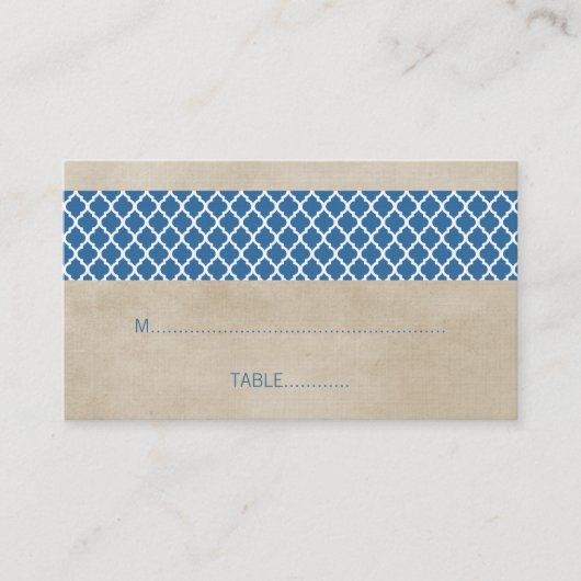 De Placement Carte Mariage Blue Rustic Quatrefoil (Devant)