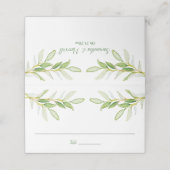 De Placement Carte mariage, Carte d'escorte, Feuilles aquarelle (Extérieur déplié)