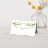 De Placement Carte mariage, Carte d'escorte, Feuilles aquarelle (Dos)