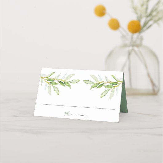 De Placement Carte mariage, Carte d'escorte, Feuilles aquarelle (Devant)
