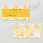 De Placement Carte Mariage damassé blanche jaune (Devant / Derrière)