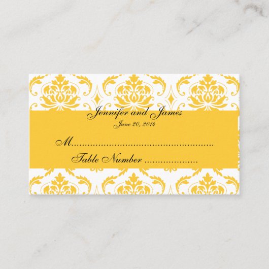 De Placement Carte Mariage damassé blanche jaune (Devant)
