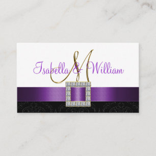 De Placement Carte Mariage damassé blanche violet noir