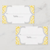 De Placement Carte mariage damassé citron jaune, gris (Devant / Derrière)
