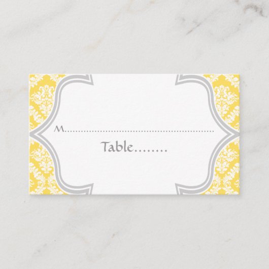 De Placement Carte mariage damassé citron jaune, gris (Devant)