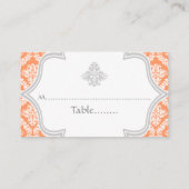 De Placement Carte mariage damassé grise, corail (Dos)