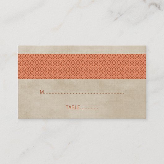 De Placement Carte Mariage damassé Rustique Orange (Devant)