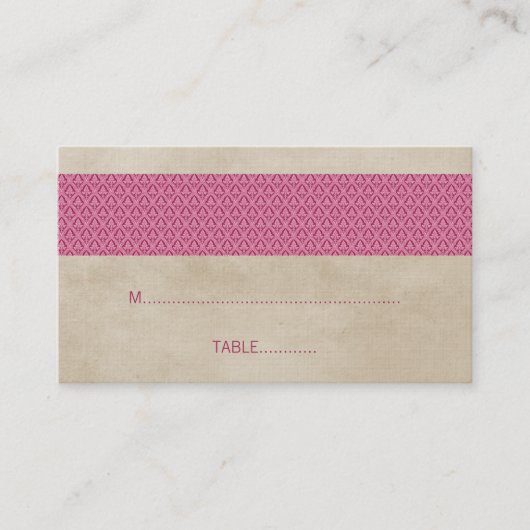 De Placement Carte Mariage damassé Rustique Rose (Devant)