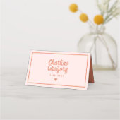 De Placement Carte Mariage d'écriture manuscrite rétro rose (Dos)