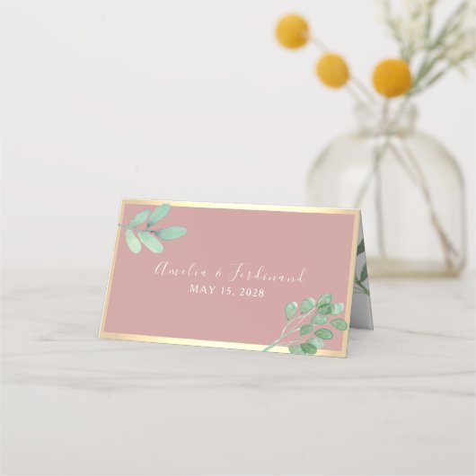 De Placement Carte Mariage Dusty Rose Greenery (Dos)