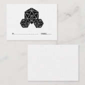 De Placement Carte Mariage Ebony D20 Dice (Devant / Derrière)