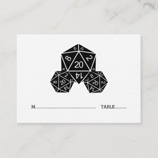 De Placement Carte Mariage Ebony D20 Dice (Devant)