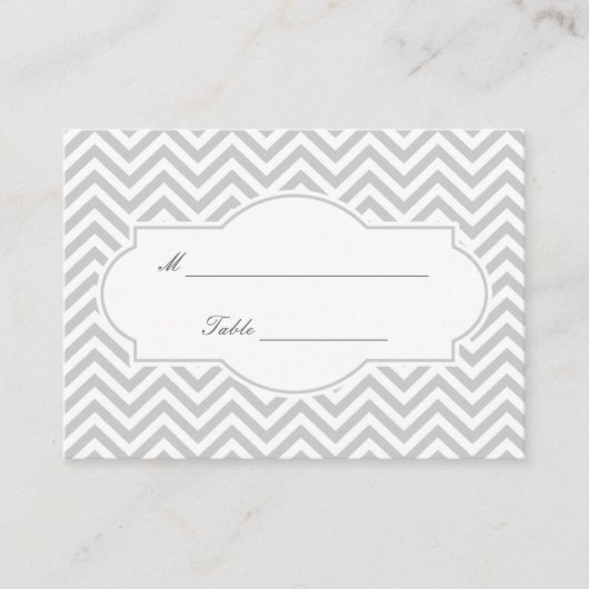 De Placement Carte Mariage élégante Gris Chevron Gris (Devant)
