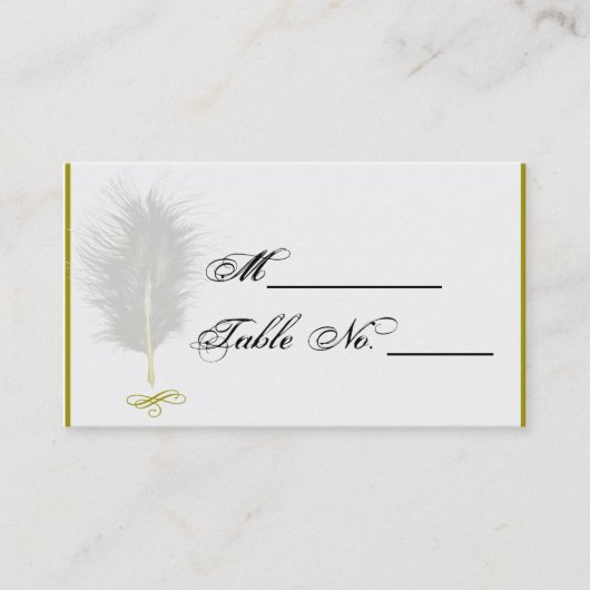 De Placement Carte Mariage en plumes or et blanc Marabou (Devant)