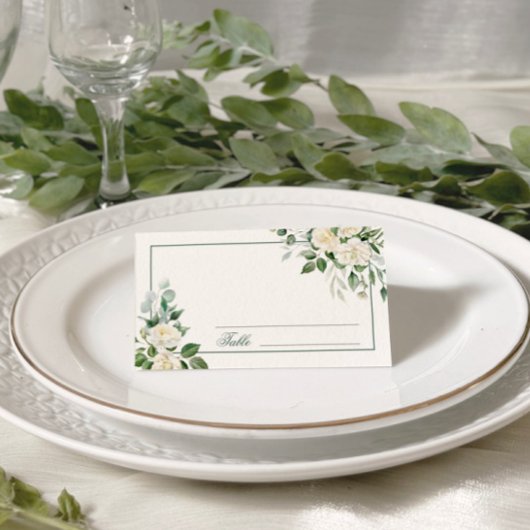 De Placement Carte Mariage Eucalyptus Fleurs Blanches