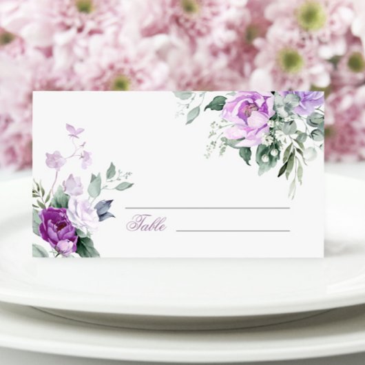 De Placement Carte Mariage Eucalyptus Violet Flowers