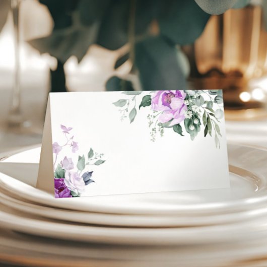 De Placement Carte Mariage Eucalyptus Violet Flowers