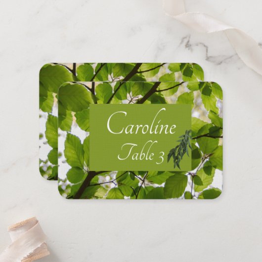De Placement Carte Mariage Feuille verte (Devant/Arrière en situation)