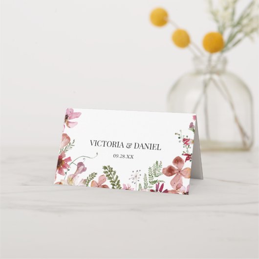 De Placement Carte Mariage Fleur sauvage Botanique (Dos)