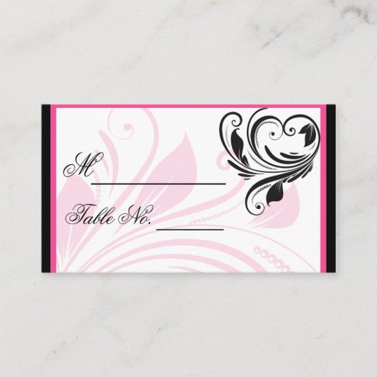 De Placement Carte Mariage Flore Noir et Rose foncé (Devant)