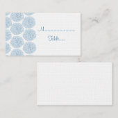De Placement Carte Mariage frontière Zinnia, Bleu (Devant / Derrière)