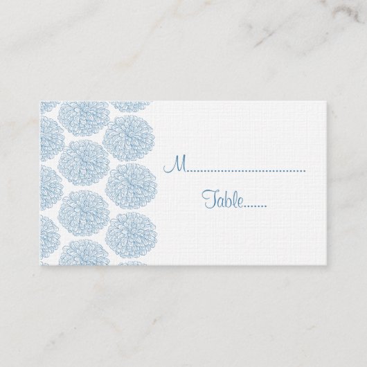 De Placement Carte Mariage frontière Zinnia, Bleu (Devant)