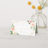 De Placement Carte Mariage géométrique verdure et or (Devant)